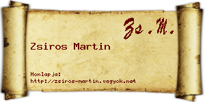 Zsiros Martin névjegykártya